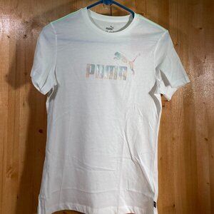 NEW! PUMA SUMMER DAZE XL Extra Large Girls Graphic Print T-Shirt Tee Shirt White
